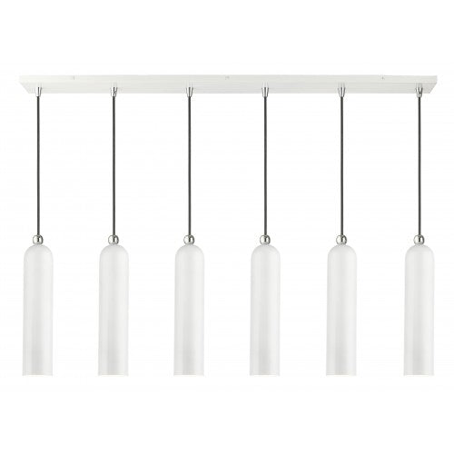 6 Light Shiny White Linear Pendant Pendant Livex