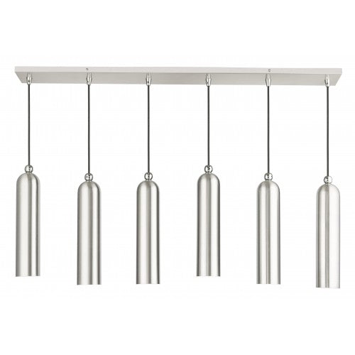 6 Light Brushed Nickel Linear Pendant Pendant Livex