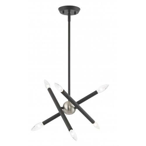 6 Light Scandinavian Gray Chandelier Chandelier Livex