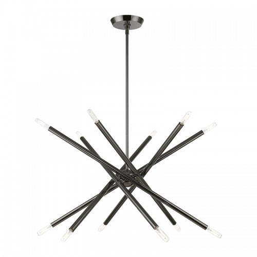 12 Light Black Chrome Chandelier Chandelier Livex