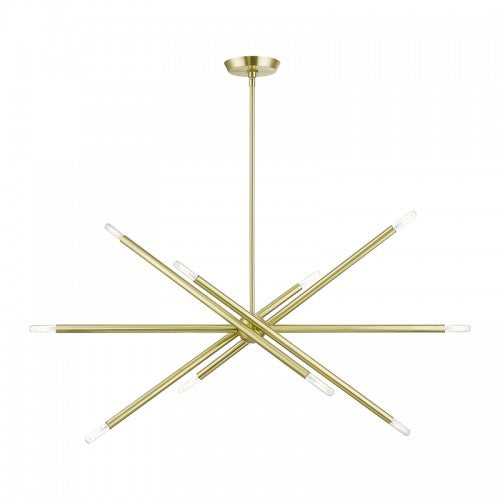 10 Light Satin Brass Linear Chandelier Linear Livex