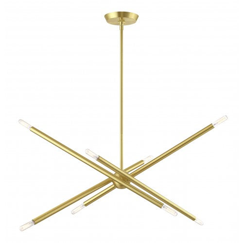 8 Light Satin Brass Linear Chandelier Linear Livex