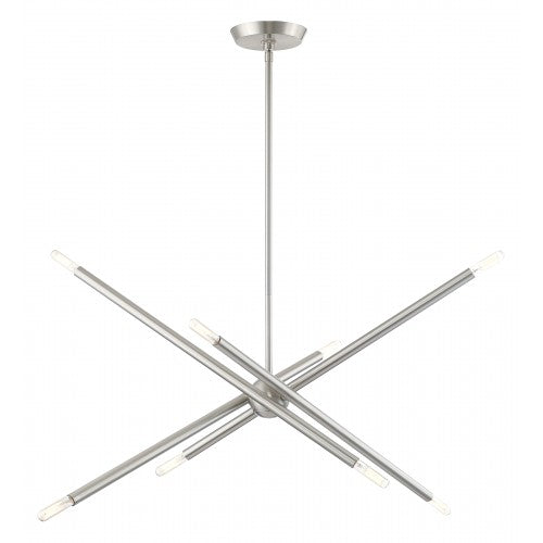 8 Light Brushed Nickel Linear Chandelier Linear Livex