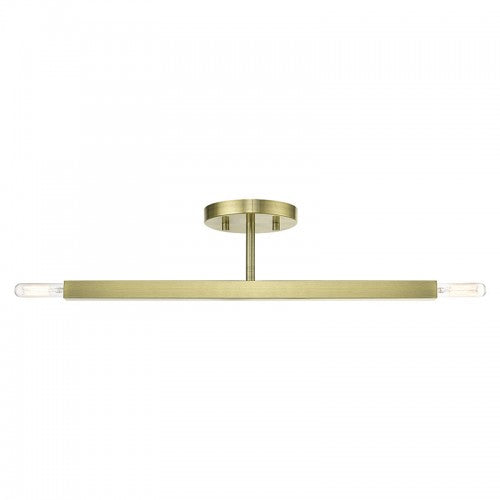 2 Light Antique Brass Semi-Flush Semi Flush Livex