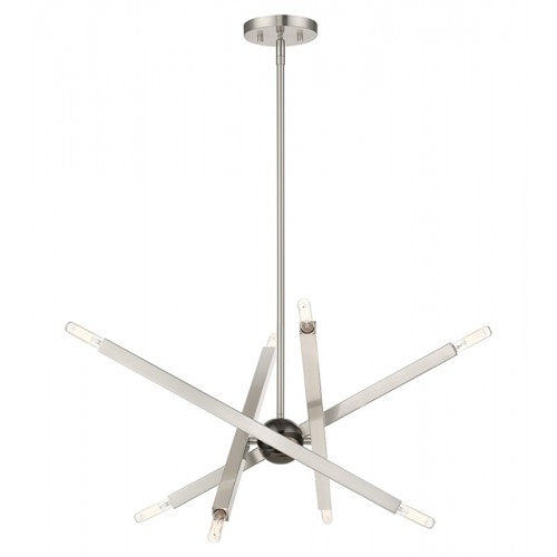 8 Light Brushed Nickel Chandelier with Black Chrome Finish Accent Chandelier Livex