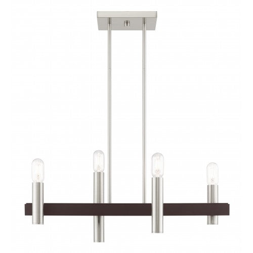 4 Light Brushed Nickel & Bronze Linear Chandelier Linear Livex