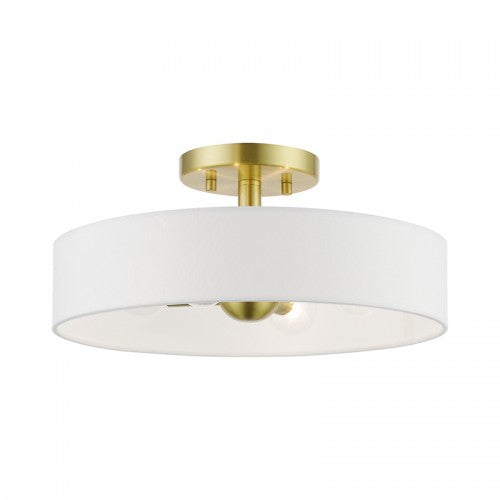 4 Light Satin Brass with Shiny White Accents Semi-Flush Semi Flush Livex