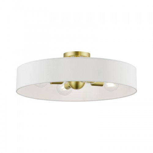 4 Light Satin Brass with Shiny White Accents Large Semi-Flush Semi Flush Livex