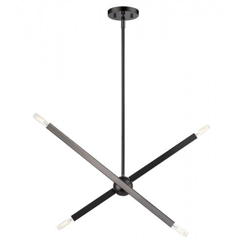 4 Light Black Chrome Linear Chandelier Linear Livex