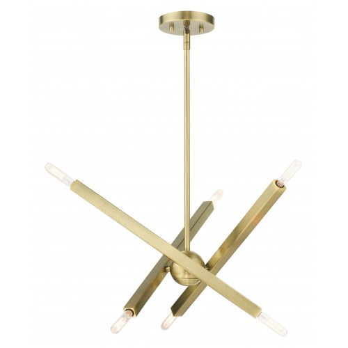 6 Light Antique Brass Chandelier Chandelier Livex