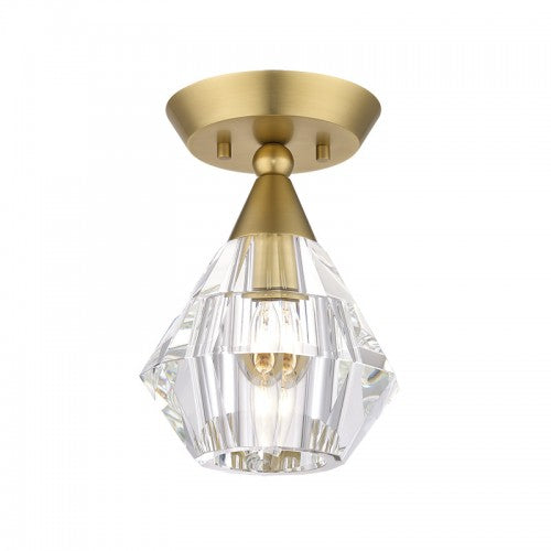 1 Light Natural Brass Crystal Semi-Flush Semi Flush Livex