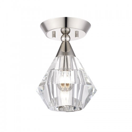 1 Light Polished Nickel Crystal Semi-Flush Semi Flush Livex