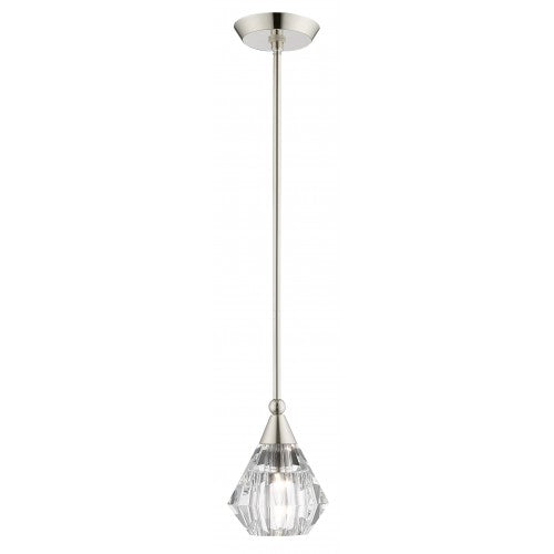 1 Light Polished Nickel Single Pendant Pendant Livex