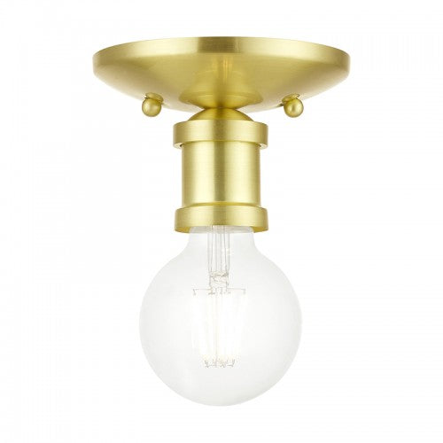 1 Light Satin Brass Single Flush Mount Flush Mount Livex