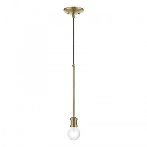 1 Light Antique Brass Single Pendant Pendant Livex