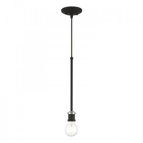 1 Light Black with Brushed Nickel Accents Single Pendant Pendant Livex