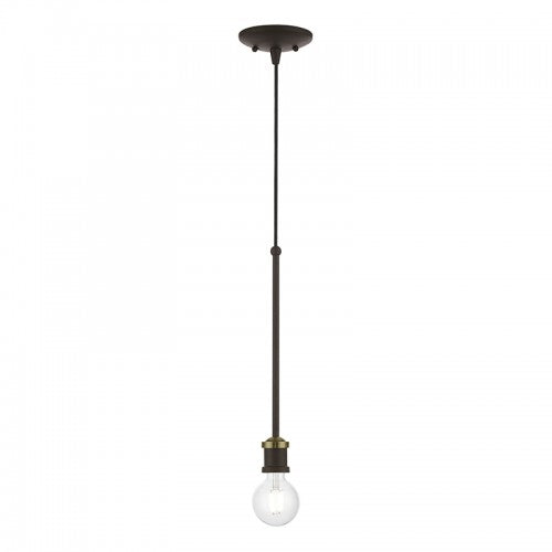 1 Light Bronze with Antique Brass Accents Single Pendant Pendant Livex