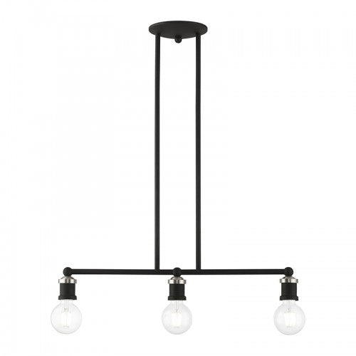 3 Light Black with Brushed Nickel Accents Linear Chandelier Linear Livex