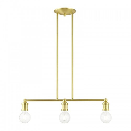 3 Light Satin Brass Linear Chandelier Linear Livex