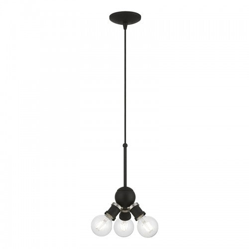 3 Light Black with Brushed Nickel Accents Pendant Pendant Livex