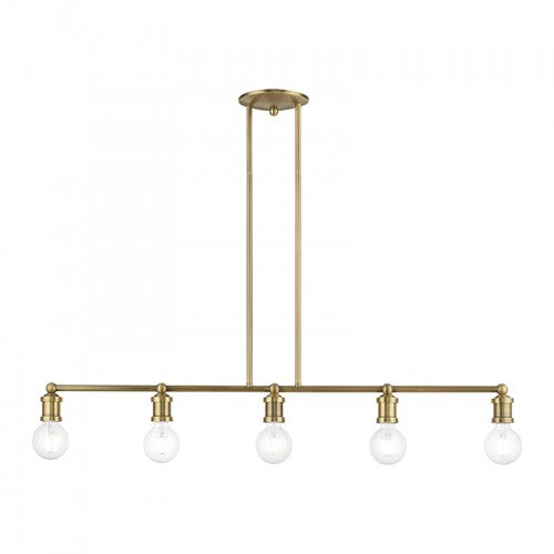 5 Light Antique Brass Large Linear Chandelier Linear Livex