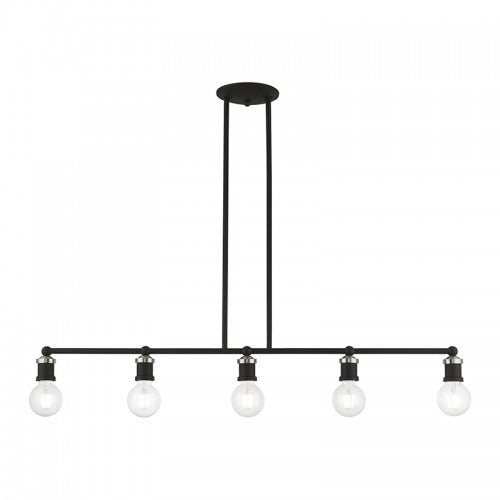 5 Light Black with Brushed Nickel Accents Large Linear Chandelier Linear Livex