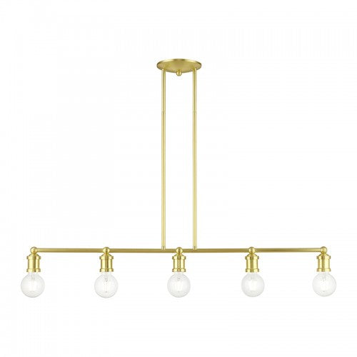 5 Light Satin Brass Large Linear Chandelier Linear Livex