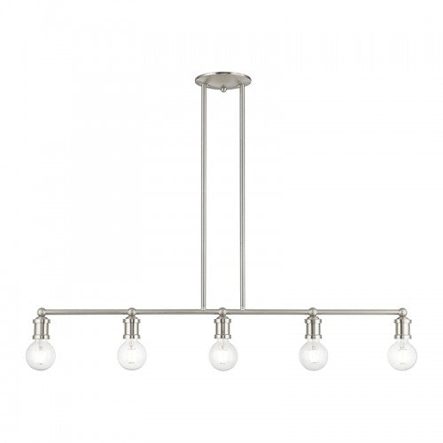 5 Light Brushed Nickel Large Linear Chandelier Linear Livex