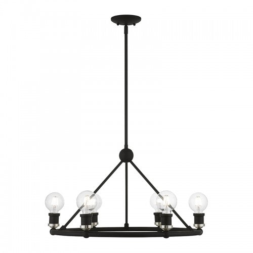 6 Light Black with Brushed Nickel Accents Chandelier Chandelier Livex