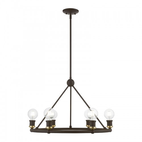 6 Light Bronze with Antique Brass Accents Chandelier Chandelier Livex