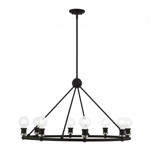 8 Light Black with Brushed Nickel Accents Chandelier Chandelier Livex