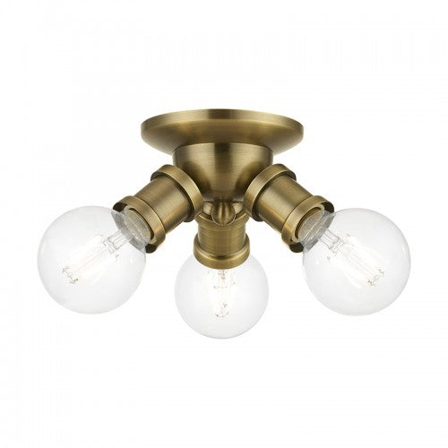 3 Light Antique Brass Flush Mount Flush Mount Livex