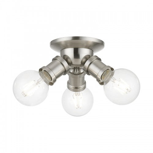 3 Light Brushed Nickel Flush Mount Flush Mount Livex