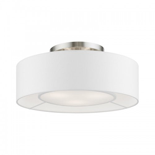 3 Light Brushed Nickel with Shiny White Accents Semi-Flush Semi Flush Livex