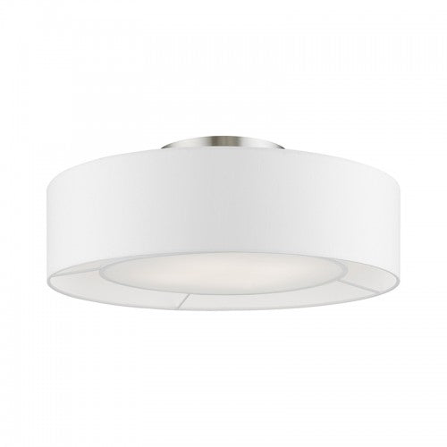 4 Light Brushed Nickel with Shiny White Accents Semi-Flush Semi Flush Livex