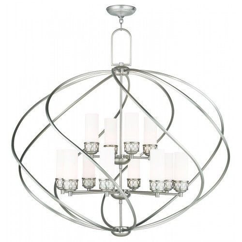 8 Light + 4 Light Brushed Nickel Foyer Chandelier Chandelier Livex
