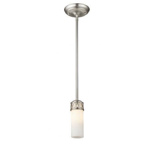 1 Light Brushed Nickel Pendant Pendant Livex