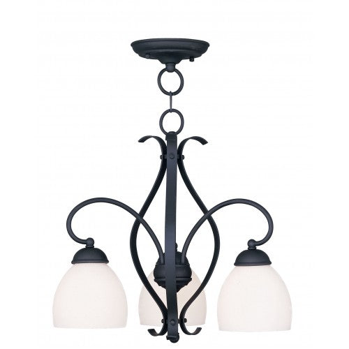 3 Light Black Convertible Chandelier / Semi Flush Chandelier Livex