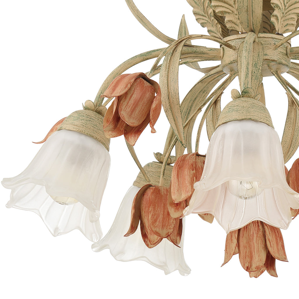 Southport 5 Light Sage Rose Floral Semi Flush Mount Semi Flush Crystorama