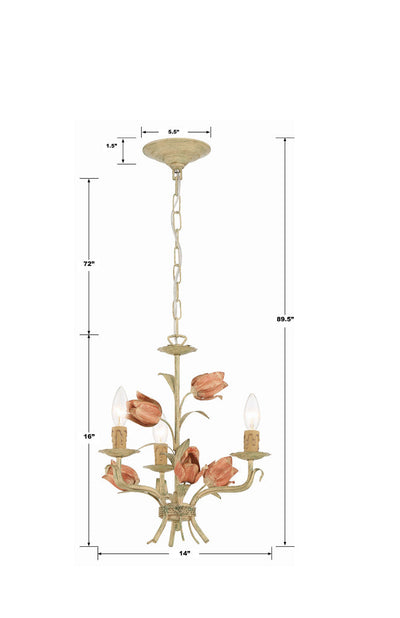 Southport 3 Light Sage Rose Mini Chandelier Chandelier Crystorama