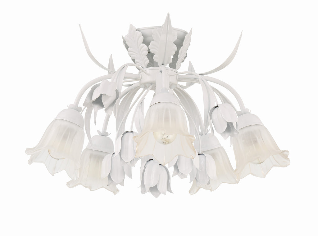 Southport 5 Light Wet White Floral Semi Flush Mount Semi Flush Crystorama