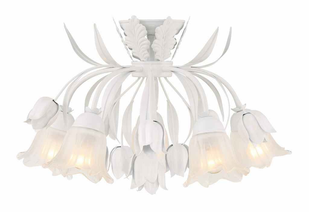 Southport 5 Light Wet White Floral Semi Flush Mount Semi Flush Crystorama