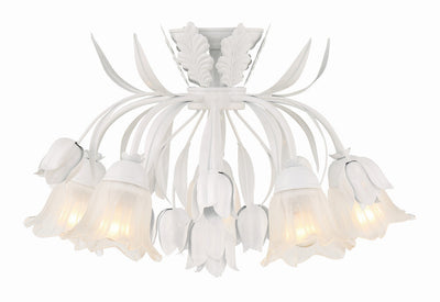 Southport 5 Light Wet White Floral Semi Flush Mount Semi Flush Crystorama