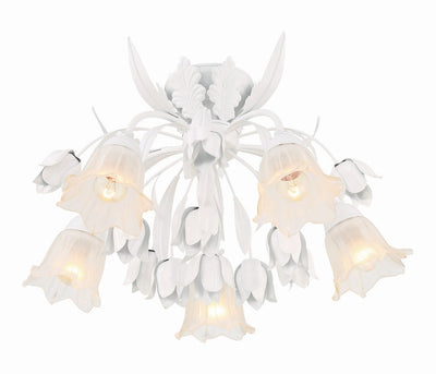 Southport 5 Light Wet White Floral Semi Flush Mount Semi Flush Crystorama