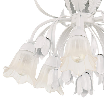 Southport 5 Light Wet White Floral Semi Flush Mount Semi Flush Crystorama