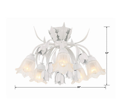 Southport 5 Light Wet White Floral Semi Flush Mount Semi Flush Crystorama