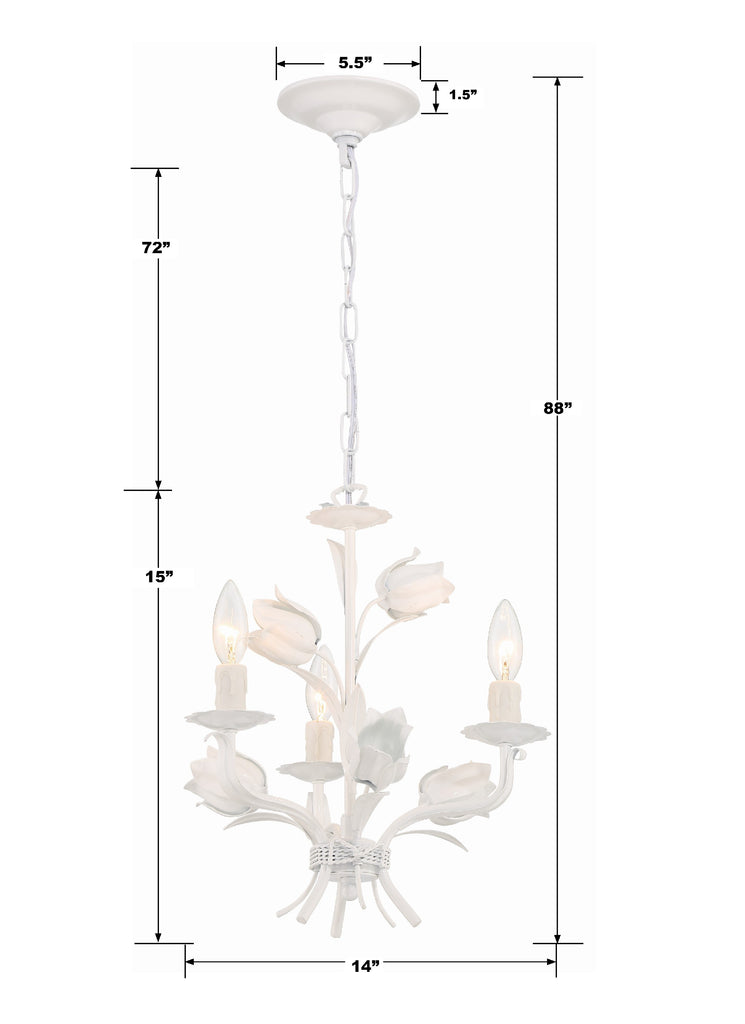 Southport 3 Light Wet White Mini Chandelier Chandelier Crystorama