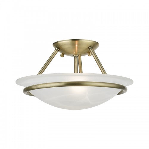 2 Light Antique Brass Semi-Flush Semi Flush Livex