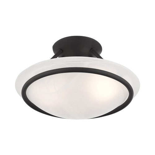 2 Light Black Ceiling Mount Semi Flush Livex