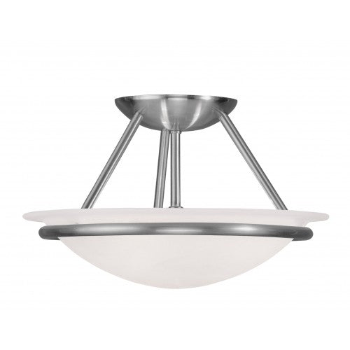 2 Light Brushed Nickel Ceiling Mount Semi Flush Livex